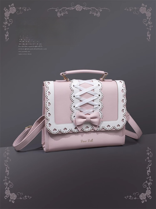Handbag Light Criss-cross Design Lolita PU Pink