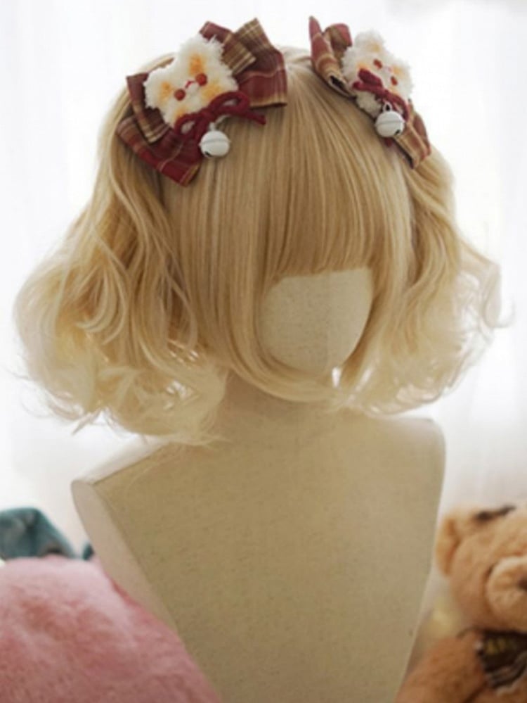 Perruque courte et lisse blonde claire avec frange