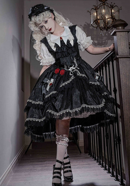 Skirt Straps Dress Bat Gothic Black Lolita Shaped Wing High-low Shoulder