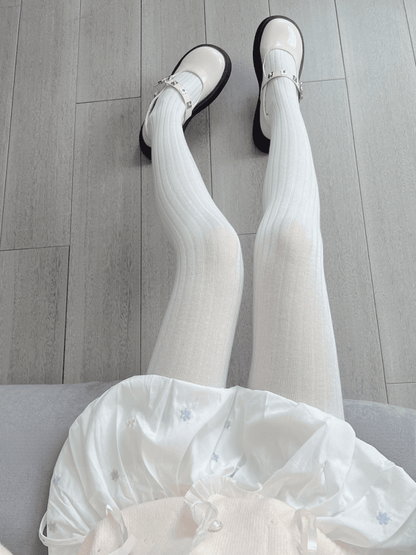 White/Grey Striped Tights