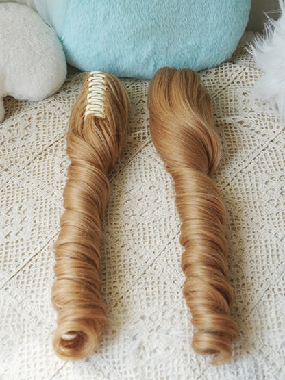 Blonde Bob Cut Straight Wig With Bangs＋Double Long/Short Ponytail Claw Clips