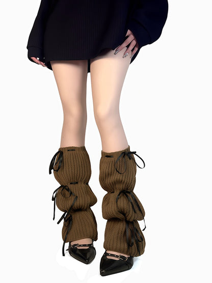 Black/Apricot/Brown Knit Leg Warmers