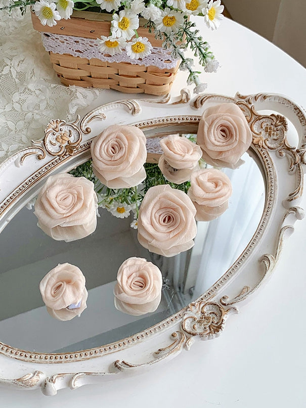 Rose Black White Brooch / Blue Purple Beige