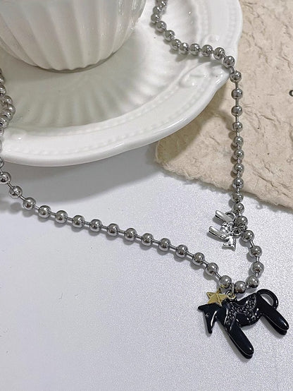 Star Necklace Pink/Black/White Carousel Y2K Pendant
