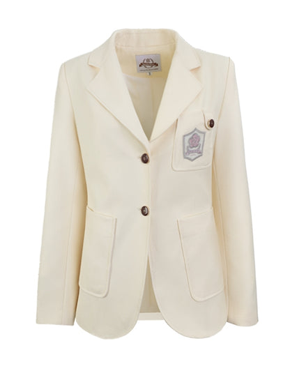 Style Collar Beige/Purple/Pink Uniform JK Blazer Preppy Notched