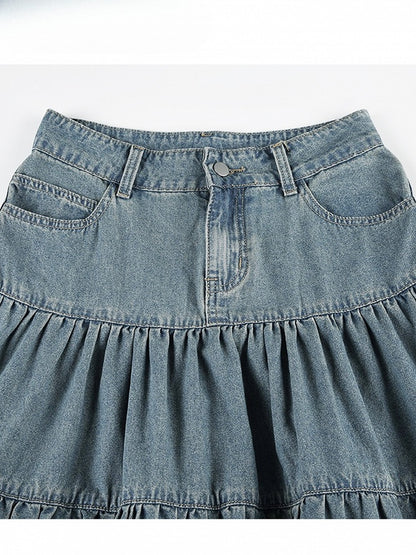 Blue Kawaii Skirt Daily Denim