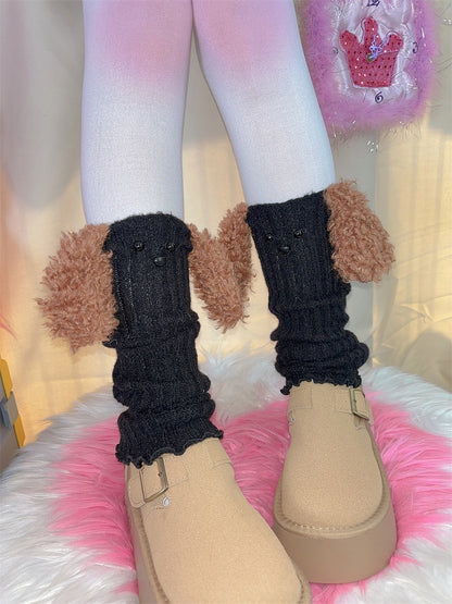 Puppy Ears Design Knitted Leg Warmers