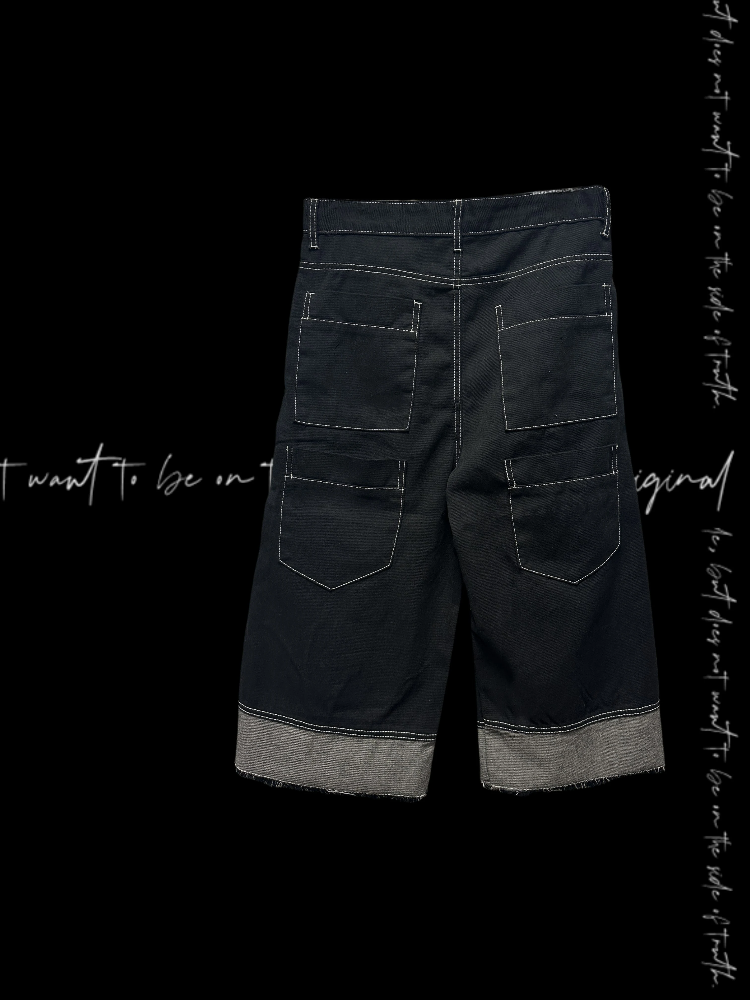 Wide-Leg Jeans Black Faded Wash Multi-Button Placket