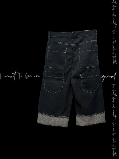 Wide-Leg Jeans Black Faded Wash Multi-Button Placket