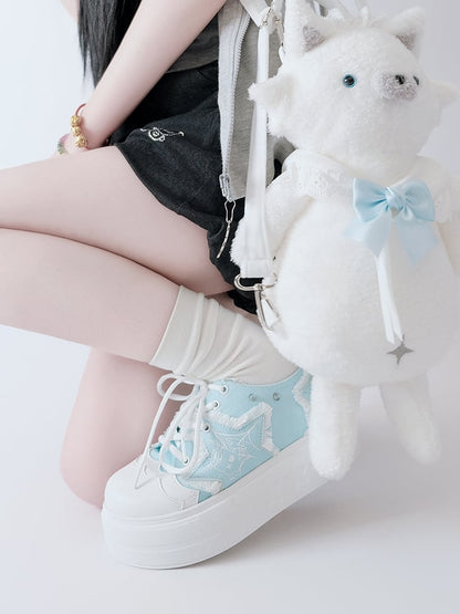 Blue Star Applique Platform Sneakers