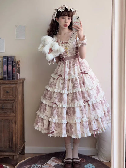 Print Changeable Detachable Lolita Dress Length Dusty Purple Grapes Hem
