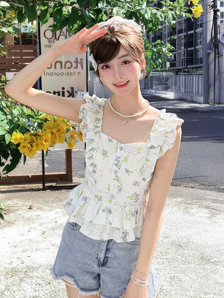 Waist Raw Hem Denim Shorts Blue High