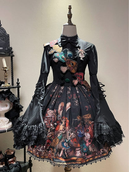 Black Square Neckline Dark Rabbit Kingdom Lolita JSK Set