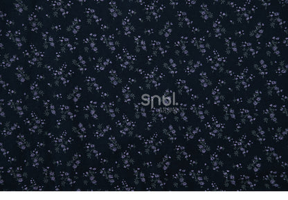 Dark Blue Floral Ruffle Neckline Mori Kei Floral Dress