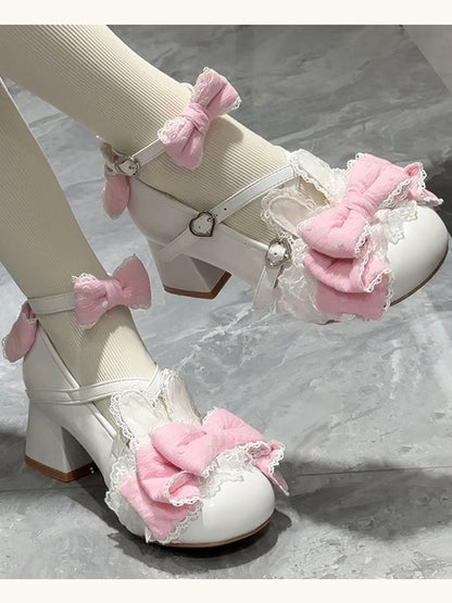Bows Bunny Low-heel/Mid-heel - Schuhe Dreamy Polka Dot Weiß