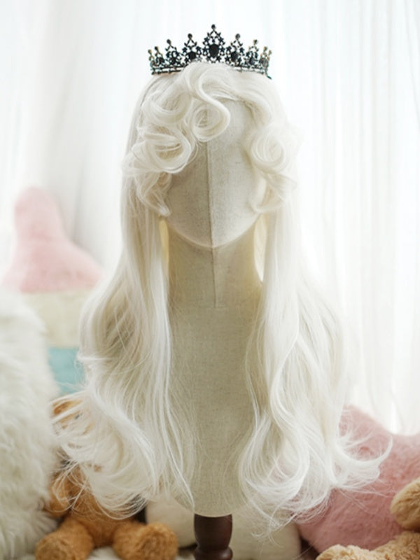 Red/Light Blonde/White/Caramel 60CM Long Wavy Wig With Curly Bangs
