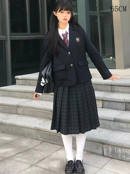 Länge 42CM/45CM/55CM/65CM Plaid Uniform Plissee Rock JK Grün Muster