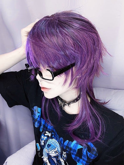 Style Purple Wig Length 40CM Ouji With Bangs