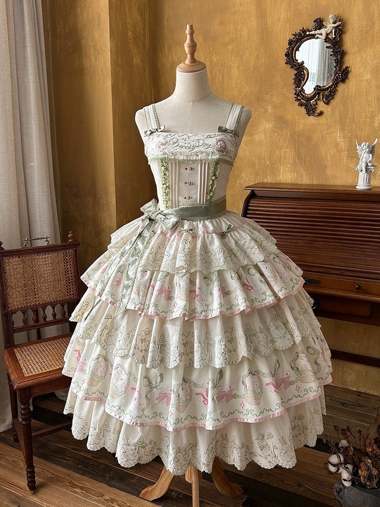 ティアードプリントスカートジャンパー ロリータバニー