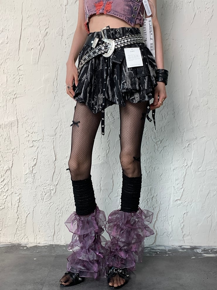 Fishnet Details Tights Bowknot Y2K Design Black