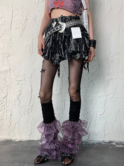 Fishnet Details Tights Bowknot Y2K Design Black