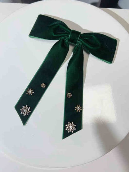 Rhinestones and Snowflakes Velvet Bow Tie