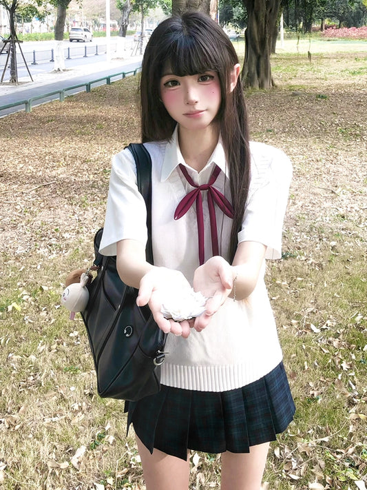 グリーンプリーツ柄スカート チェック柄 JK 制服 39CM