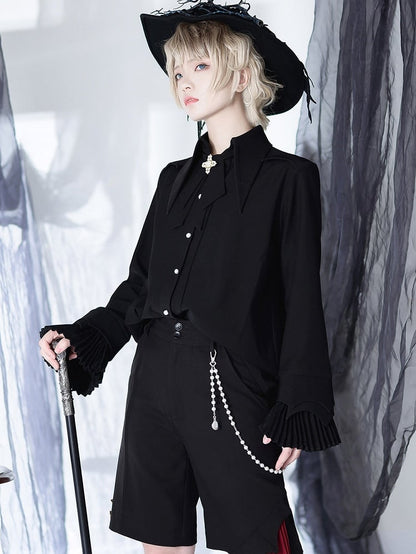 Prince Collar Style Black Pointed Lolita Ouji Shirt