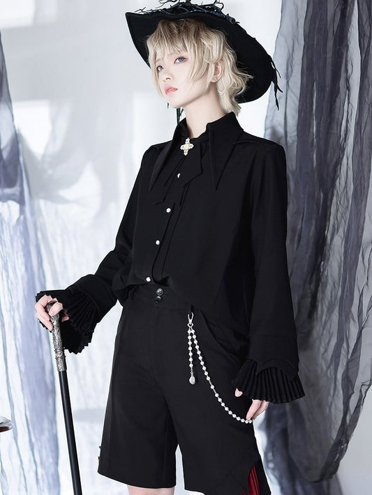 Prince Collar Style Black Pointed Lolita Ouji Shirt