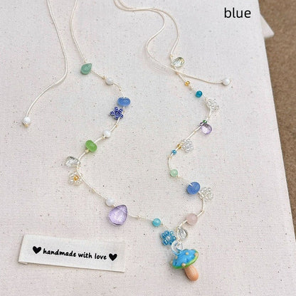 Y2K Blue/Red/Purple Cute Necklace Mushroom Beaded