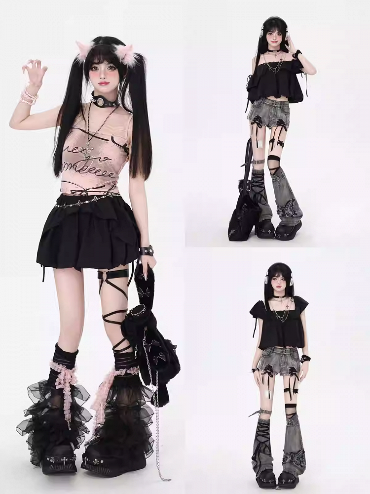 Skirt Black Wear Top/Bubble Three Ways