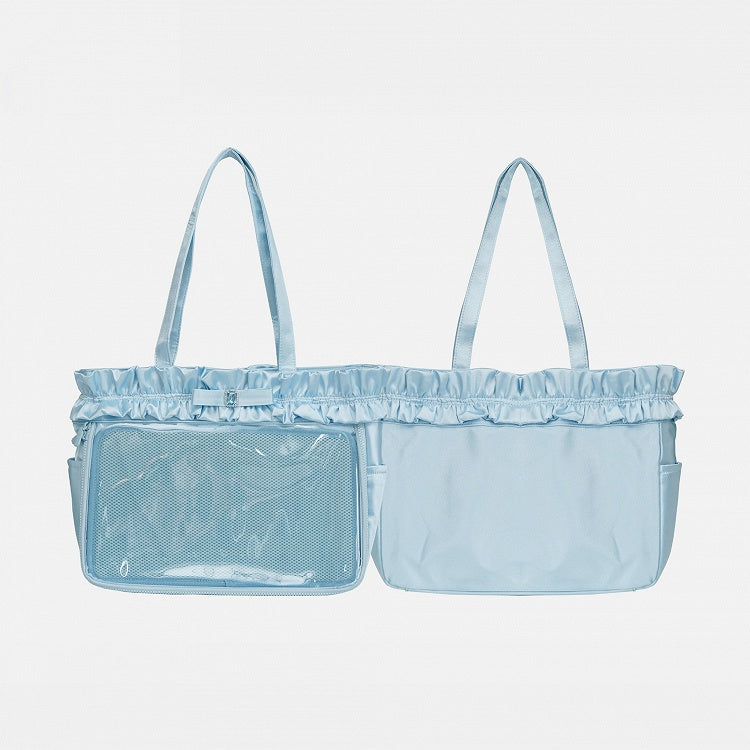 Blue Ruffle Trim Rhinestone Bowknot Ita Tote Bag