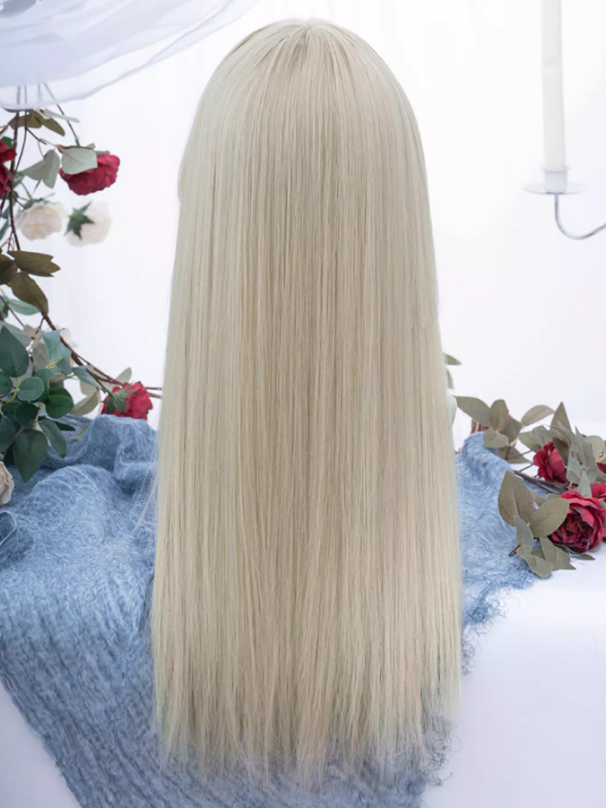 Blonde Hime Cut Long Straight Synthetic Wig