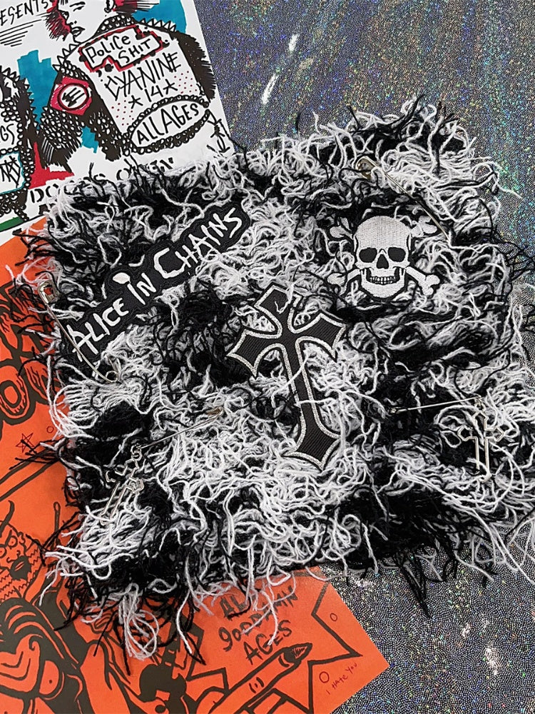 Skeleton Embroidery Punk Knitted Hat