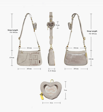 Gray Wasteland Punk Ita Bag with Sweetheart Charm