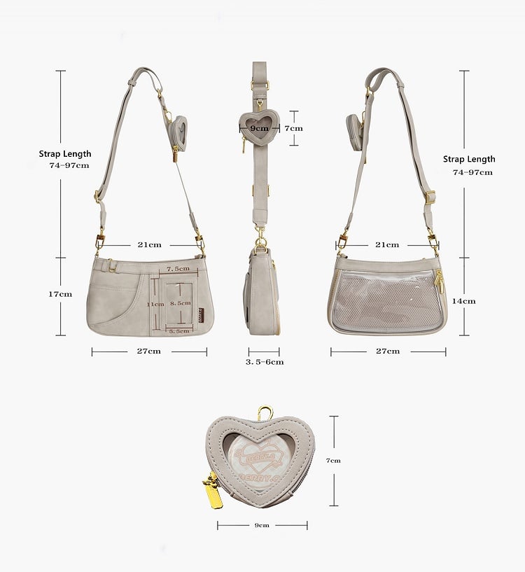 Khaki Wasteland Punk Ita Bag with Sweetheart Charm