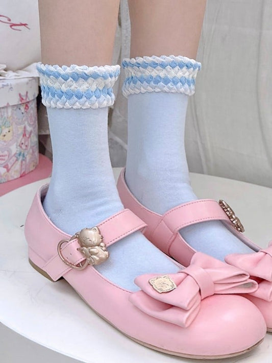 Calf Red/Yellow/Blue/White Lolita Socks