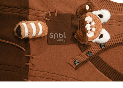 Cute Lesser Panda Brown Colorblock Knit Vest