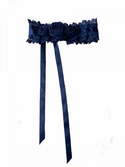 Choker Schwarz Rot Blau Dunkel / Lila Rosen