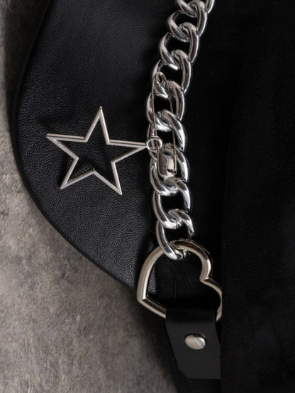 Hut-Stern-Herz-Charme mit schwarzer Design-Schnalle, Gothic-Barettkette