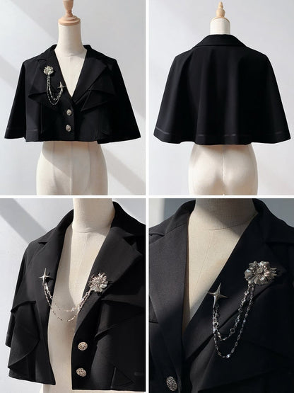 Black Blazer Collar Ouji Lolita Cape