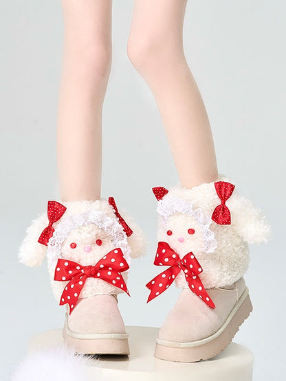 Red/Pink Lolita Bowknot  Bunny Leg Warmers