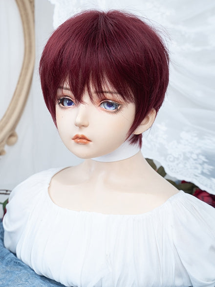 Wine Red Short Boy Style Wig