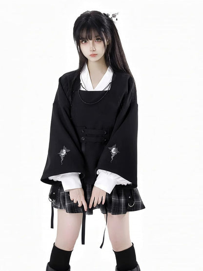Style Black Tassel Ribbon Corset Belt Cheongsam