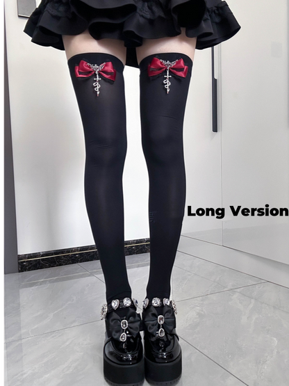 Akzente Gothic über Jirai Rote Strümpfe Bowknot Version Metal Snake Kei Normal/Lang Knie