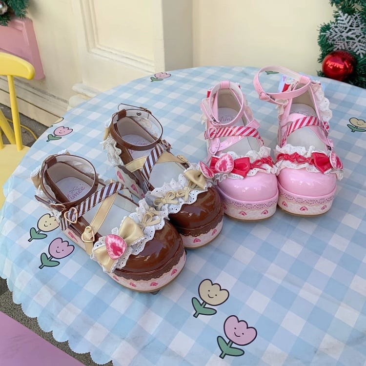 Shoes Sweet Brown Mary Cake Strawberry Lolita Chocolate Platform Jane