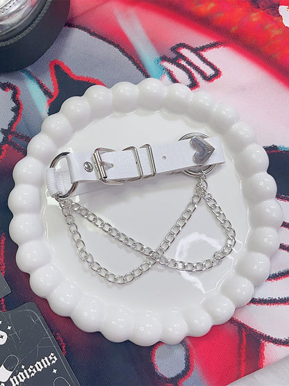 Kettenarmring Y2K Herz Schwarz/Weiß Verzierter Charm