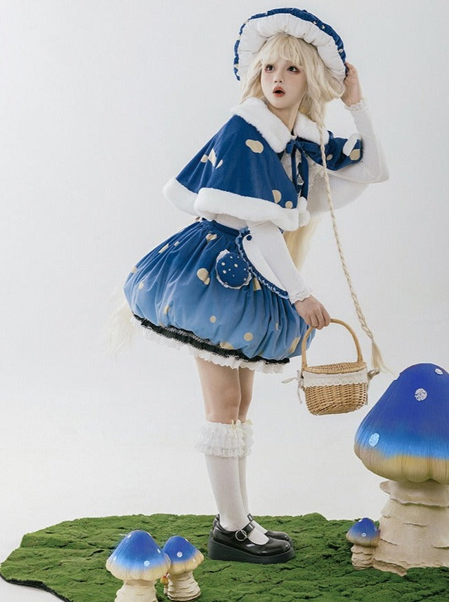 skirt hat + small hat heart accessory + ruffle big + cape Mushroom + suspender fur brooch hat