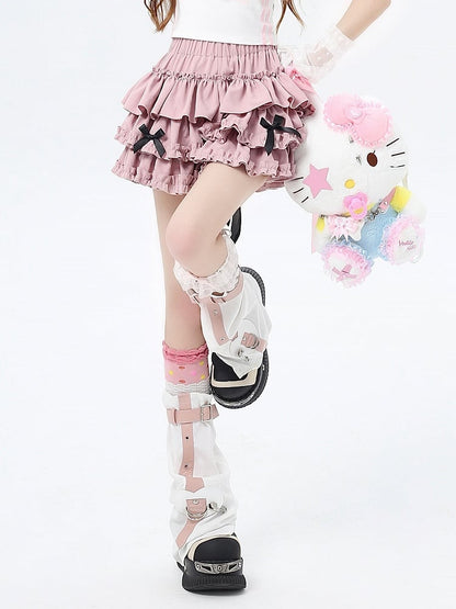 Pink Big Bow Tiered Skirt Sweet with Free Bowknots