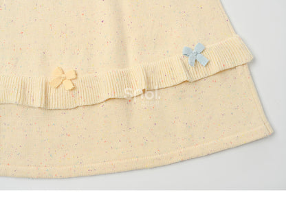 Yellow Bow Accents High Waist Knit Midi Length Skirt